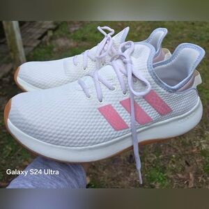 Sz 10 Women's ADIDAS CLOUDFOAM PURE "Off White Pink Spark" Athletic Shoes